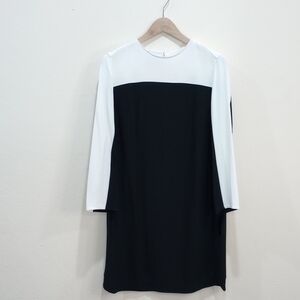 Akris Punto Black & White Color Block Shift Dress, Size 12